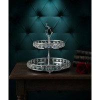 SILVER DOUBLE-LAYERED CRYSTAL SERVING DISH 18-25cm